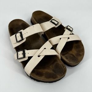 Birkenstock Birki's Nepal Cream Double Straped Leather Sandals Size 41 US 10‎